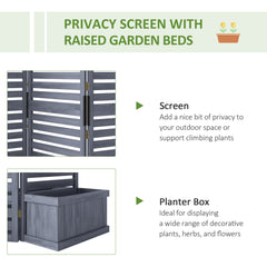 Outdoor Privacy Screen Wood Privacy Panel with 4 Planter Boxes, Raised Bed with 3 Panels, Drainage Holes, Natural