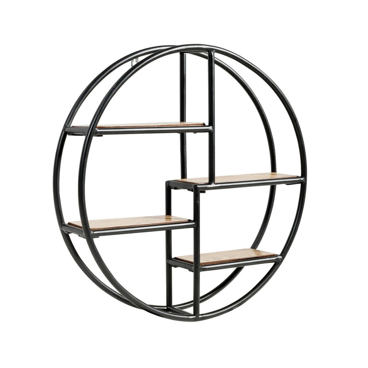 Round Wall Mounted Shelf, 4 Tier Circular Floating Display Rack, Black