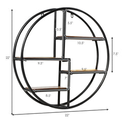 Round Wall Mounted Shelf, 4 Tier Circular Floating Display Rack, Black