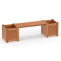Hardwood Planter Box with Bench Garden Bench with 2 Side Flower Boxes