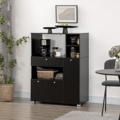 Compact Kitchen Pantry Cabinet Server Hutch Storage Buffet with Microwave Oven Stand Drawer and Shelves, White