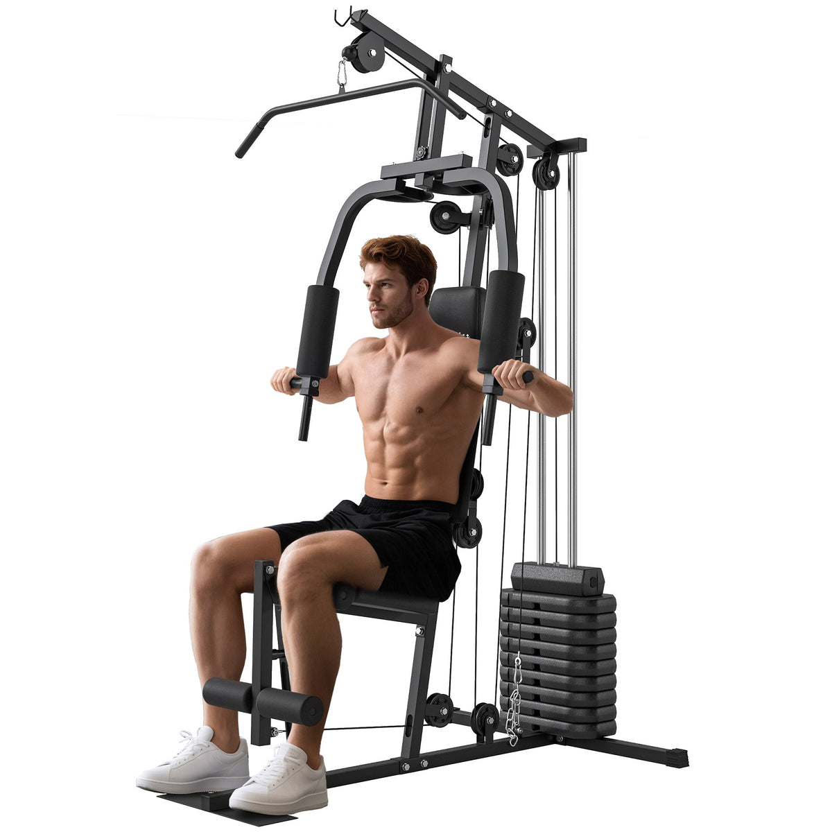 Home Gym Equipment, Multifunction Workout Machine with 99lbs Weight Stack for Back, Chest, Arm, Legs, and Full Body Workout