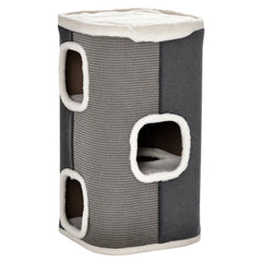 4-Story Cat House for Indoor, Cat Condo with Sisal Scratching Surface, Removable Cushion, 16" x 16" x 29", Grey