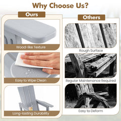 HDPE Outdoor Adirondack Chairs with Cup Holder-Gray