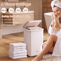 Heated Towel Warmer with 4 Heat Timer and Auto Shut Off for Oversized Towels-White