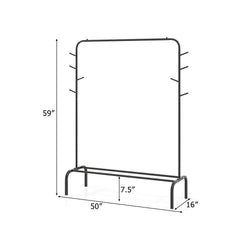 Heavy Duty Clothes Rack 50-Inch Wide Metal Garment Wardrobe Rack-Black