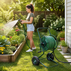 Heavy Duty Garden Hose Reel Cart Holds up to 300 FT of 5/8 inches Hose-Green