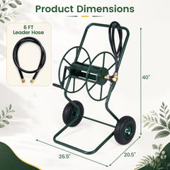 Heavy Duty Garden Hose Reel Cart Holds up to 300 FT of 5/8 inches Hose-Green