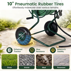 Heavy Duty Garden Hose Reel Cart Holds up to 300 FT of 5/8 inches Hose-Green