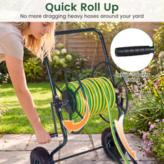 Heavy Duty Garden Hose Reel Cart Holds up to 300 FT of 5/8 inches Hose-Green