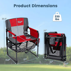 Heavy Duty Outdoor Camping Chair with Cup Holder and Bottle Opener-Red