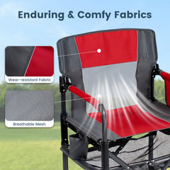 Heavy Duty Outdoor Camping Chair with Cup Holder and Bottle Opener-Red