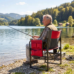 Heavy Duty Outdoor Camping Chair with Cup Holder and Bottle Opener-Red