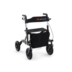 Height Adjustable Rollator Walker Foldable Rolling Walker with Seat for Seniors-Black