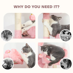 Cat Tree, 70" Multi-Level Cat Tower with 2 Condos, 2 Perches, Hammock, Toy Balls, Scratching Posts and Board, Dark Grey