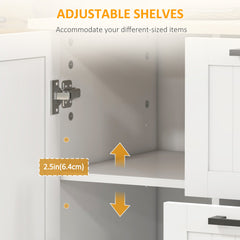 Rolling Kitchen Cart on Wheels with Drop Leaf, Kitchen Island with 3 Drawers, Solid Wood Top and Towel Rack, White