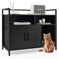 Hidden Cat Washroom with Double Doors and Scratch Cardboard-Black