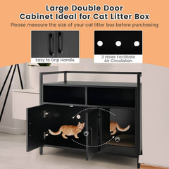 Hidden Cat Washroom with Double Doors and Scratch Cardboard-Black