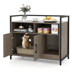 Hidden Cat Washroom with Double Doors and Scratch Cardboard-Oak