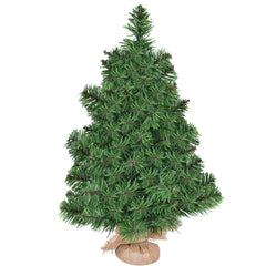 3 FT Tabletop Artificial Christmas Tree with Hessian Wrapped Base, Unlit