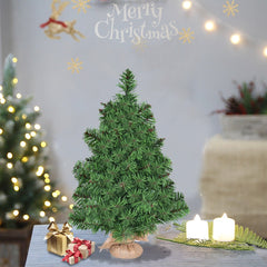 3 FT Tabletop Artificial Christmas Tree with Hessian Wrapped Base, Unlit