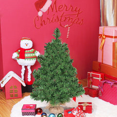 3 FT Tabletop Artificial Christmas Tree with Hessian Wrapped Base, Unlit
