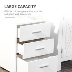 Mobile Filing Cabinet with Wheels, 3 Drawer File Cabinet with Lock and Keys for Home Office, White