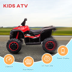 Kids 4 Wheeler Quad with Music, Headlights, High & Low Speed, Kids ATV for 3-5 Years Old Boys & Girl, Red
