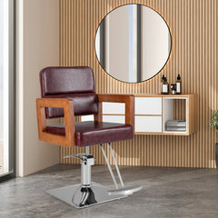 Hydraulic Barber Chair Salon Chair for Hair Stylist with 360 Degrees Swivel-Red