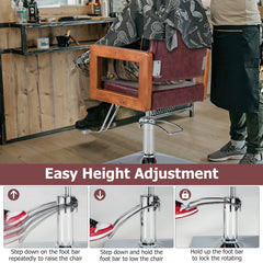Hydraulic Barber Chair Salon Chair for Hair Stylist with 360 Degrees Swivel-Red