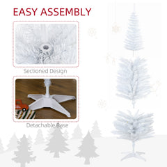 6' Pre Lit Artificial Pencil Christmas Trees, Xmas Tree with Realistic Branches and Warm White LED Lights, Green