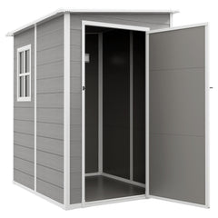 4'x5' Garden Storage Shed, Lean to Shed, Lockable Garden Tool Storage House with Window, Vent, Dark Grey