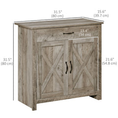 Farmhouse Sideboard Buffet Cabinet, Storage Cabinet with Barn Doors, Ash Grey