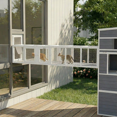 Cat Tunnel, Outdoor Cat Enclosure with Combinable Design, 8 Doors, 98" Kitty Toys for House, Window, Cage, Dark Grey