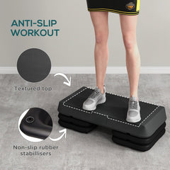Adjustable Aerobic Stepper, 3-Level with Risers 4", 6", 8" Exercise Step Platform for Home Gym Fitness Workout, 330lbs Weight Capacity, Grey