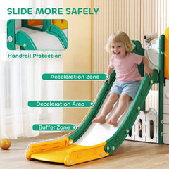 7-in-1 Toddler Slide, Kids Slide Climber Playset with Playhouse and Basketball Hoop for 1-4 Years, Grey