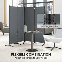Folding Room Divider, Privacy Screen for Home Office Bedroom, 5.6FT Tall, Dark Grey