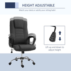 High Back Office Chair, Height Adjustable Computer Desk Chair with Swivel Wheels and Tilt Function, Charcoal Grey