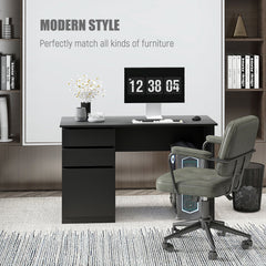 Modern Computer Desk, Home Office Desk for Study, Writing Workstation with Storage Drawer and Cabinet for Living Room, White