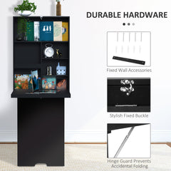 Wall Mounted Table Fold Out Convertible Desk, Multi-Functional Space Saving Computer Desk with Writing Floating Board for Students, White and Black