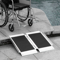 2' Portable Wheelchair Ramp Aluminum Threshold Mobility Single-fold for Scooter with Carrying Handle
