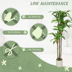 4FT Dracaena Fake Plant, Artificial Plant with Bendable Trunks for Home Office Decor, Green