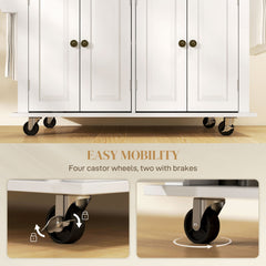 Kitchen Island with Storage, Rolling Trolley Cart with Rubber Wood Top, Spice Rack, Towel Rack, Brown Oak