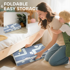 Foldable Baby Plat Mat, 79" x 59" Kids Floor Mat for Crawling and Learning, Alphabet & Track Theme