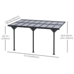 Outdoor Pergola with Adjustable Height, 14ft x 10ft Outdoor Hardtop Pergola Gazebo, Restaurants & Homes, Grey