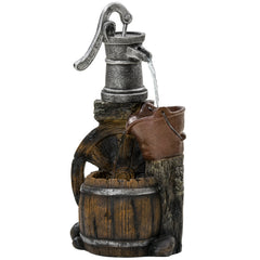 Wine Jars Outdoor Waterfall Fountain with Adjustable Flow, 4-Tier Rustic Resin Cascading Water Fountain, Decorative Backyard Water Feature for Zen Garden, Deck, Porch