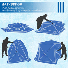 4 Person Insulated Ice Fishing Shelter, Pop-Up Portable Ice Fishing Tent with Carry Bag and Two Doors for -22℉, Black