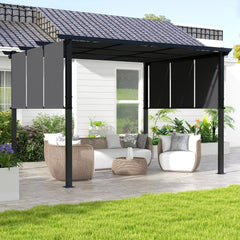 10' x 10' Metal Pergola, Outdoor Pergola with Retractable Canopy, for Garden, Patio, Backyard, Deck, Charcoal Grey