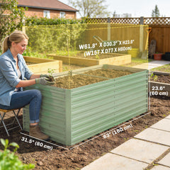 5' x 3' x 2' Raised Garden Bed, Galvanized Planter Box for Growing Flowers, Herbs and Vegetables, Black