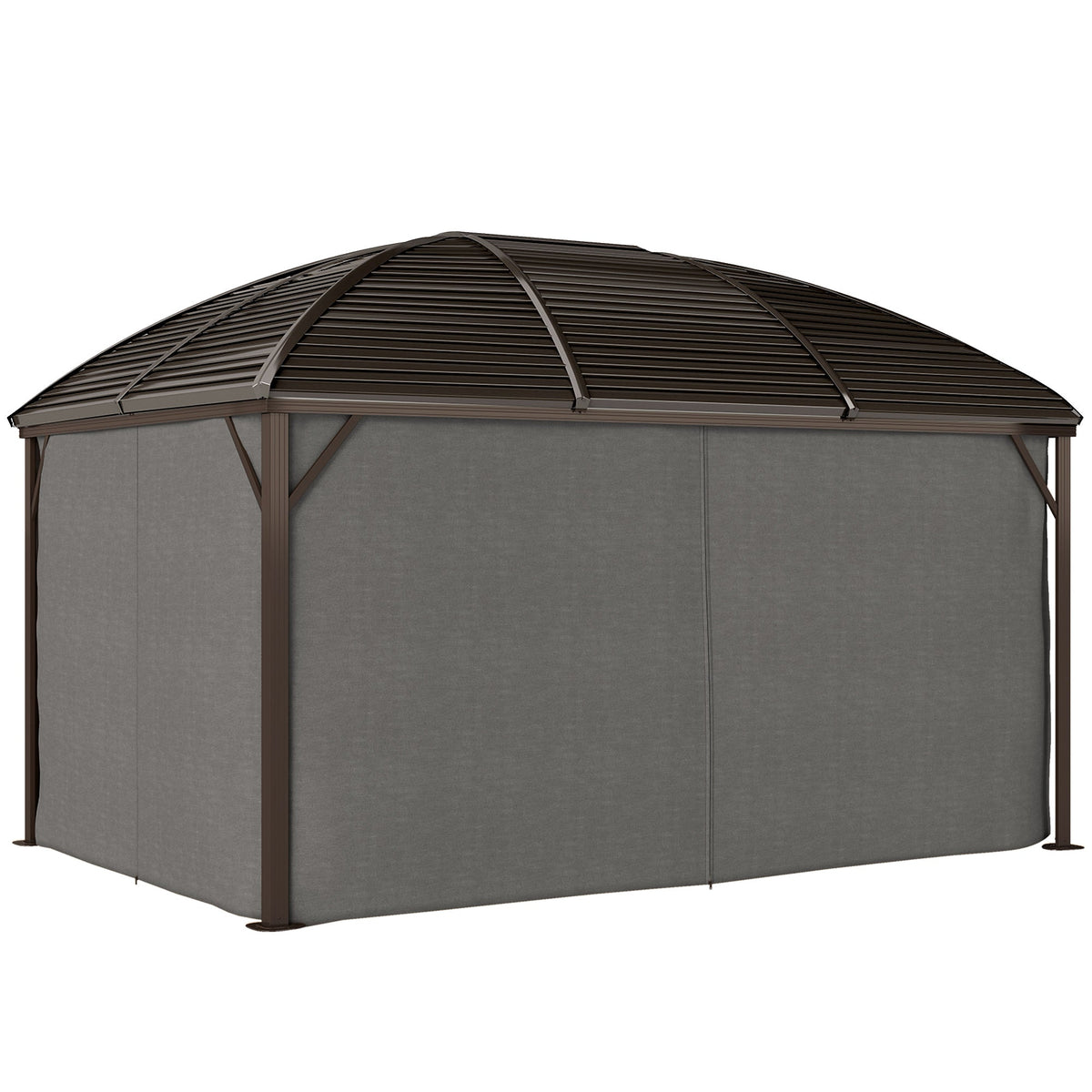 10x13 Hardtop Gazebo Aluminum Outdoor Canopy with Mesh Nettings Curtains Dark Grey